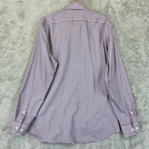 Banana Republic Shirt Mens Large Purple Grant Fit Non-Iron Check Dress Casual - Picture 13 of 13